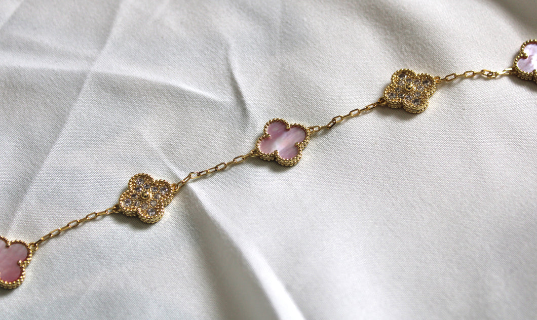 Rosette Pink Clover Bracelet